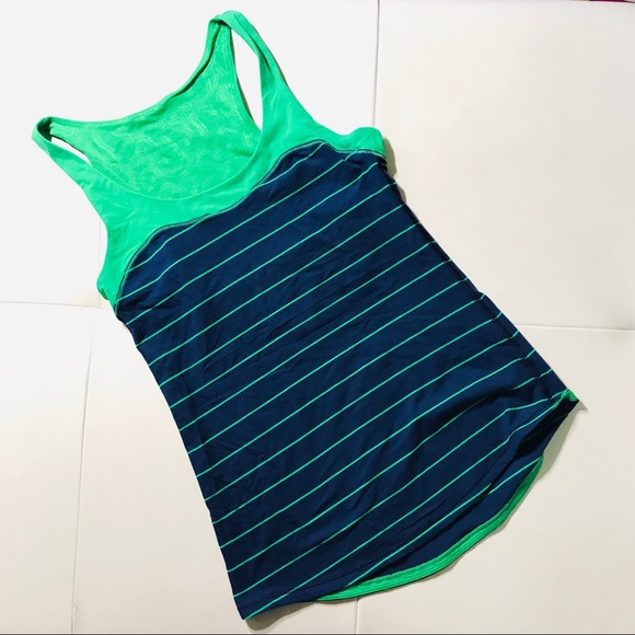 Lululemon Run first base tank slalom stripe green - Picture 2 of 9